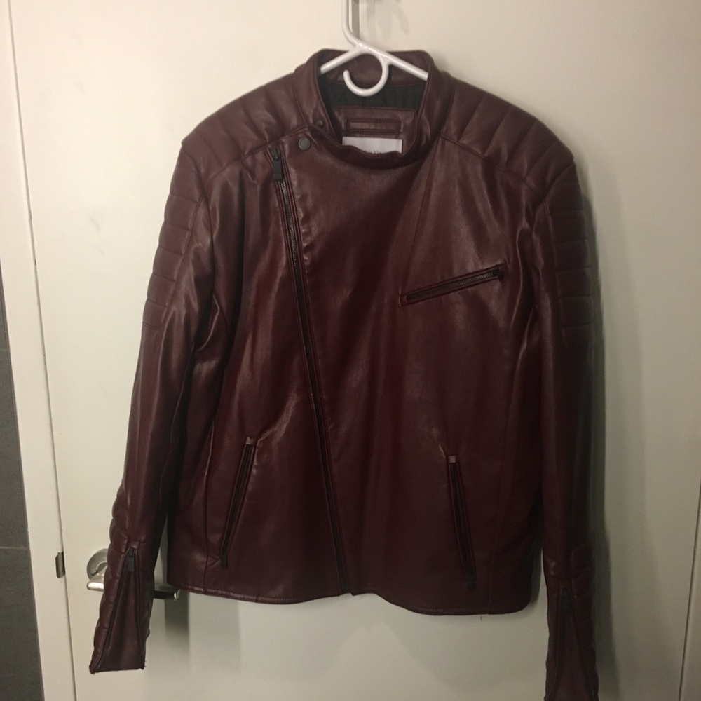 Burgundy faux leather men’s Jacket - Calvin Klein